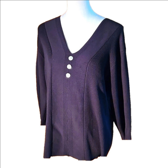 db Dressbarn Woman Black Pullover Sweater Top Long Sleeves Women size 2X - Picture 1 of 10